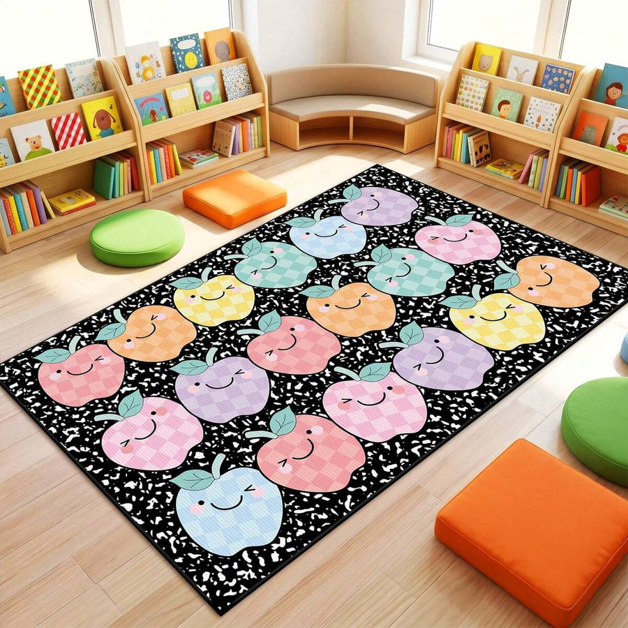 Large Classroom Area Rugs For Back To School Decor, Pastel Crayon Educational Carpet For Reading Corner, Playroom, Learning Space Activities Supplies, Non-Slip, Machine Washable, Skin-Friendly For Living Room, Bedroom, Room Decor, Home Decor
